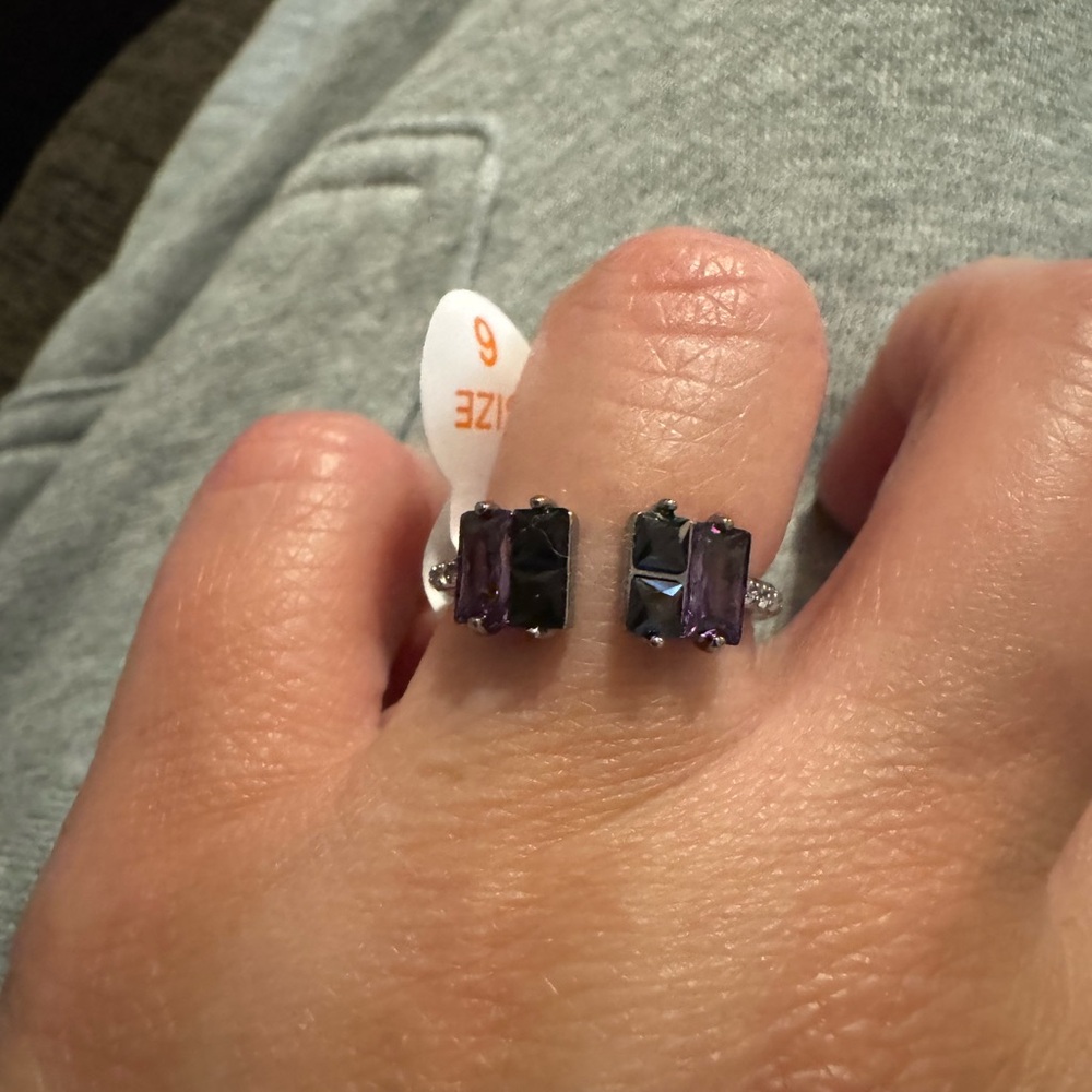 Chic Silver and Purple Gemstone Ring